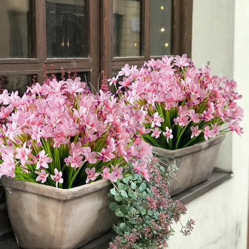 HAPLIA 4 Bundle Artificial Daffodils Flowers Pink