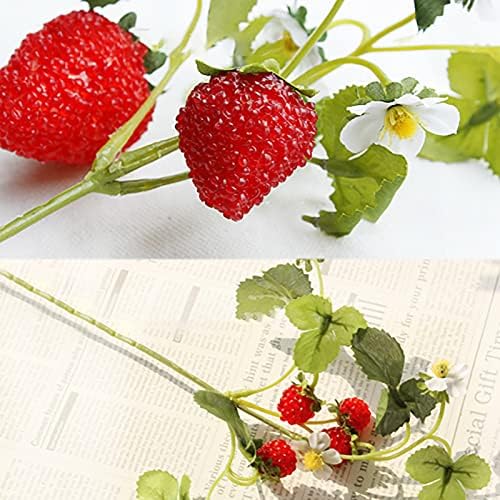 10 Pack Artificial Silk Strawberry Plants with Red Raspberries