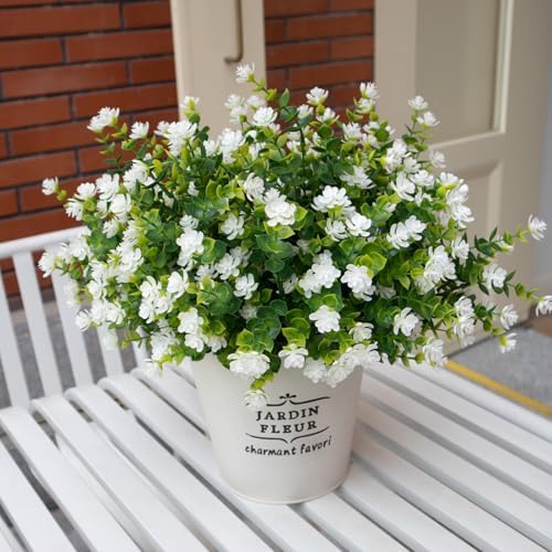 12 Bundle Artificial Flowers Set - White UV Resistant