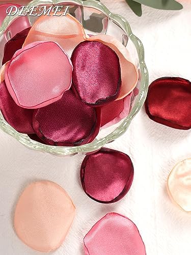 400pcs Silk Rose Petals Mix Burgundy Wedding Decor