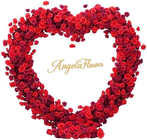 Dark Red Artificial Flower Heart Shape Wedding Arch Backdrop