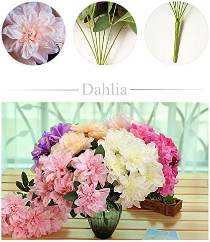10 Heads Purple Artificial Dahlia Flowers for Home Wedding Party