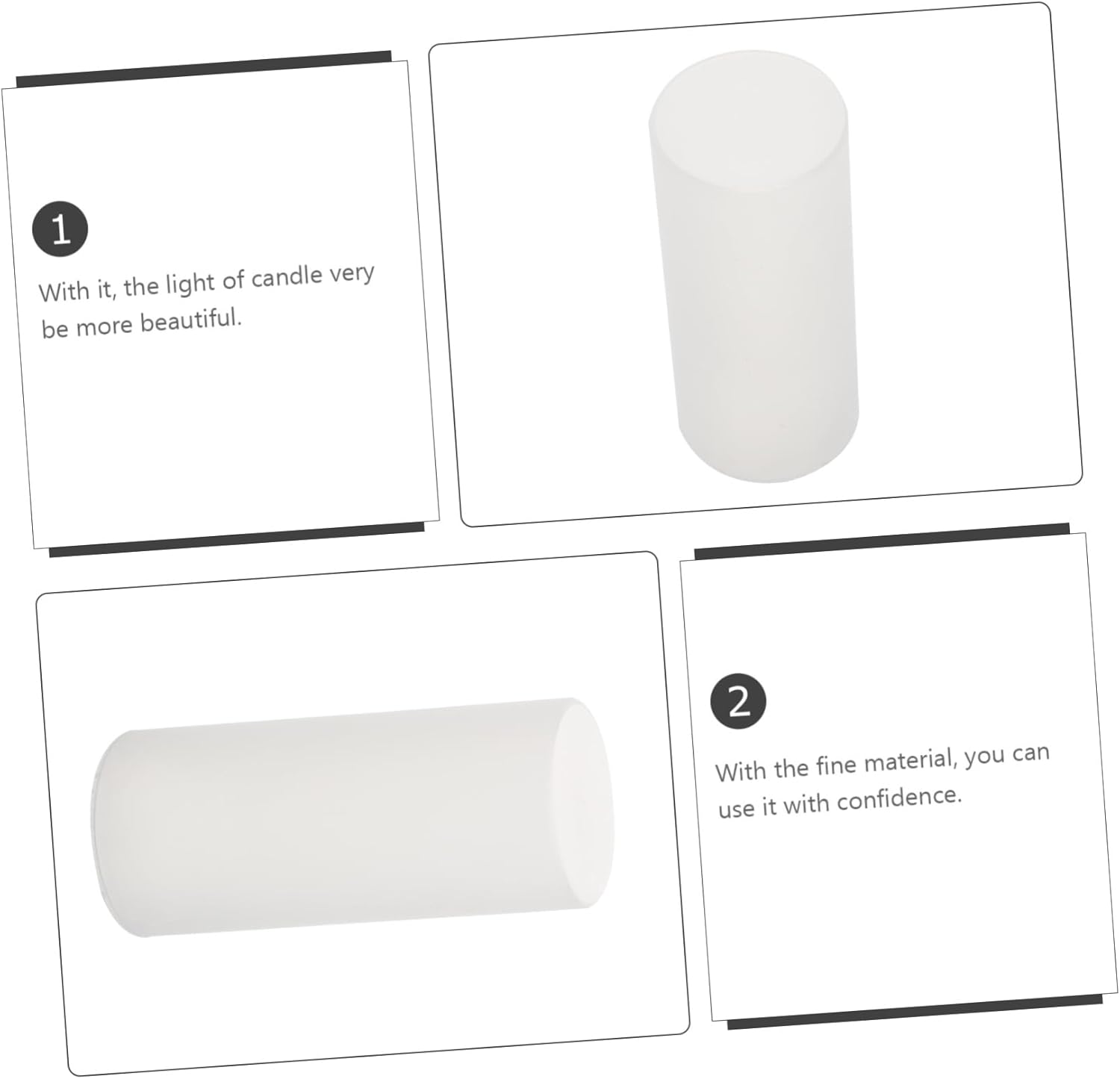 6pcs White Cylindrical Candle Protection Covers for Electric Candles