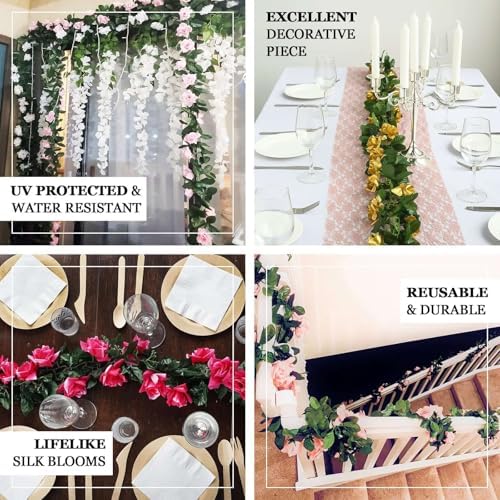 Efavormart 6 Foot 3D Silk Rose Garland - Cream
