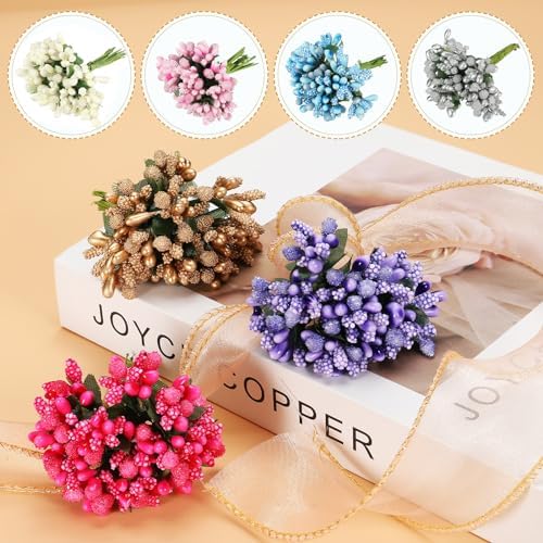 PATIKIL White Artificial Flower Stamen Bunch 144Pcs