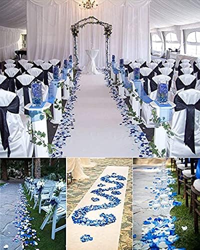 900pcs White Navy Blue Gold Artificial Silk Rose Petals for Wedding Events