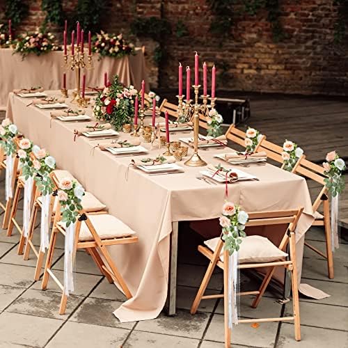 Giegxin 16 Pcs Wedding Aisle Decorations Pew Flowers with Ribbons