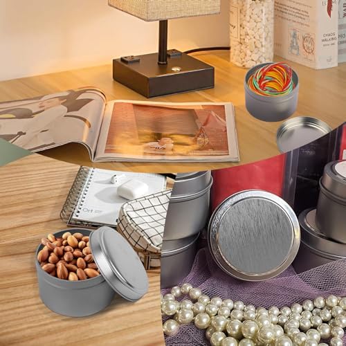 GENHAKON 36 Pack 8 oz Silver Candle Tins for Candles