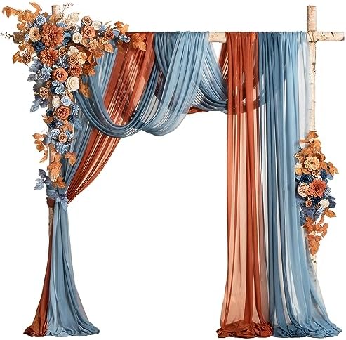 Lings Moment Fall Wedding Arch Flowers with Sheer Drapes Kit