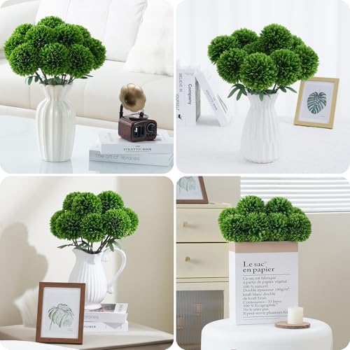 BonBlooms Artificial Chrysanthemum Flowers Ball 10pcs Green