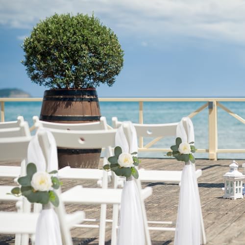 24 Piece Wedding Hydrangea Gardenia Chair Decor with Tulle Tails