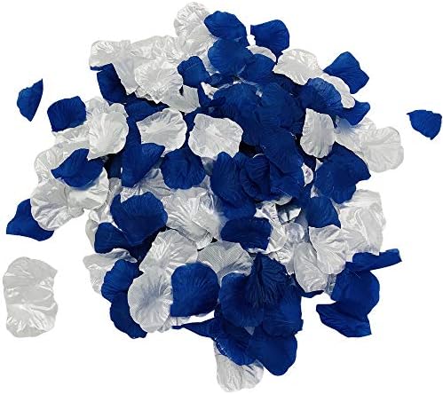 Royal Blue Silver Silk Rose Petals Artificial 1200Pcs Decor