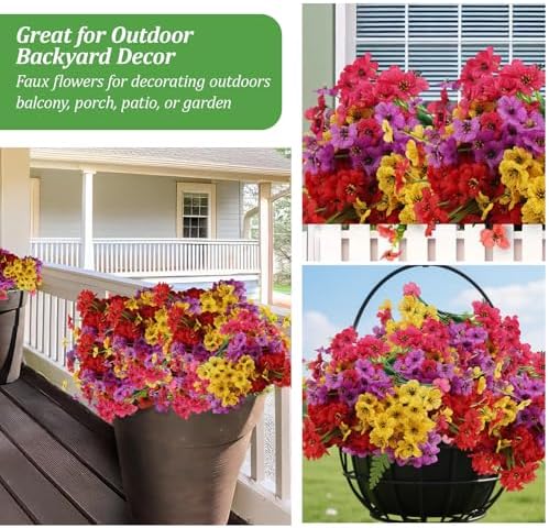 20 Bundles Artificial Flowers for Outdoor Summer Decor