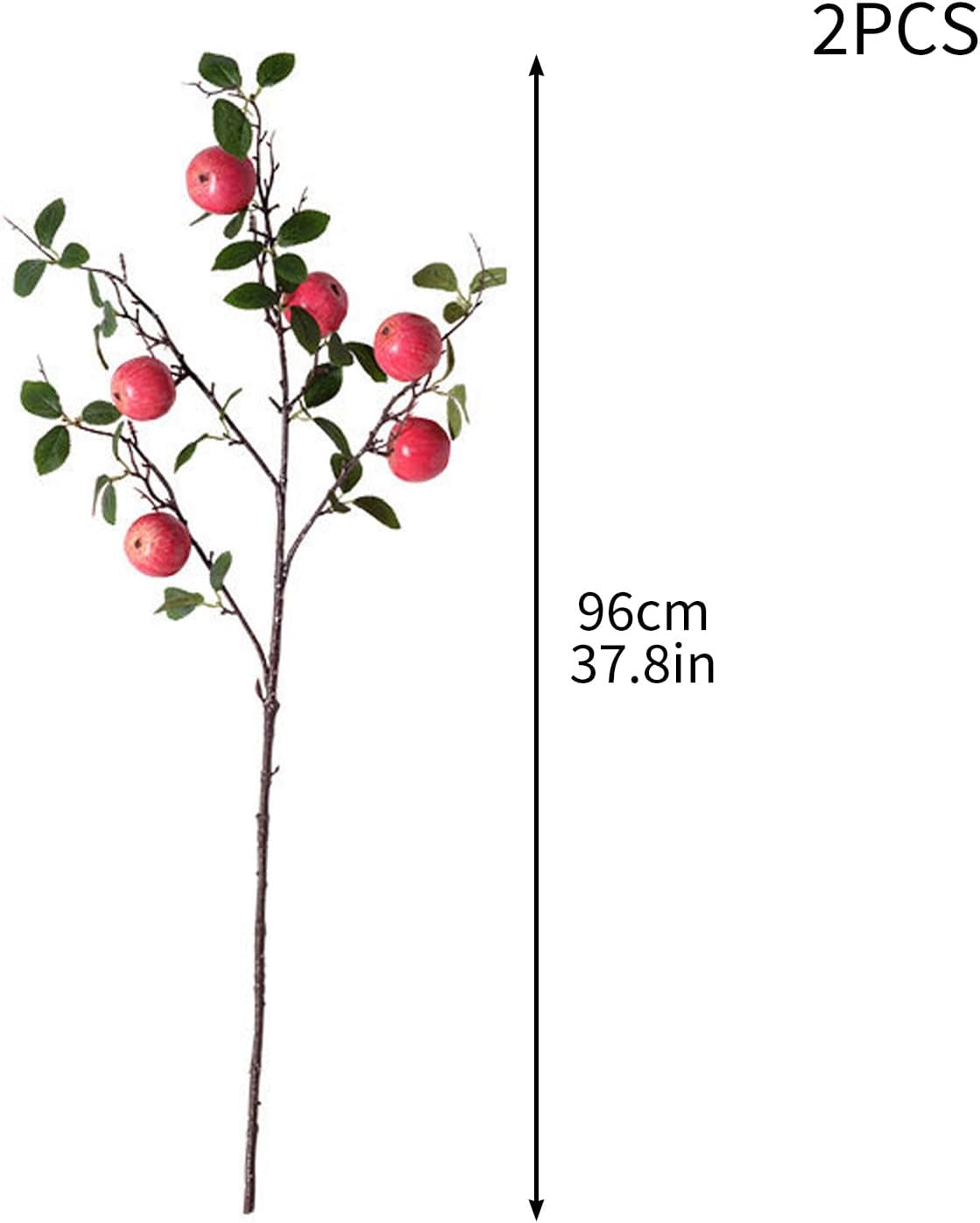 24 Pcs Artificial Apple Branches with Green Leaves and Flowers