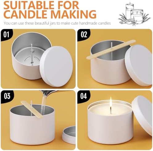 Domivirgo 24 Pcs Empty Candle Tins with Lid