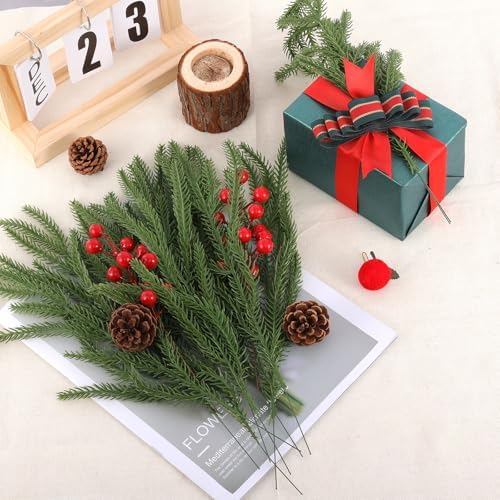 40 Pcs Red Artificial Berry Stems for Christmas Decor
