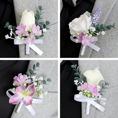 White Calla Lily Boutonniere for Men Wedding