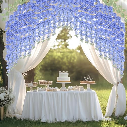 Mizii 6Pcs Royal Blue Wisteria Garland Hanging Flowers Decor