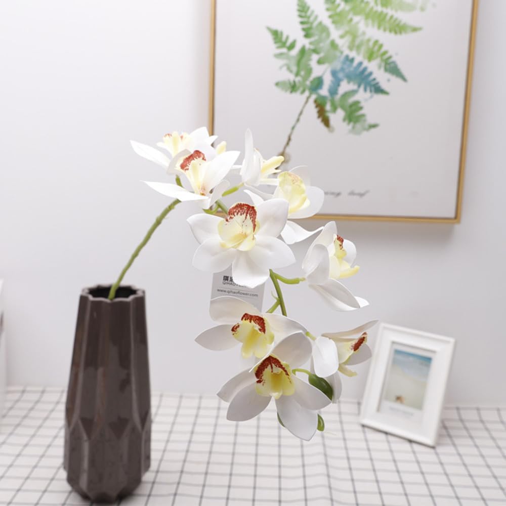 XZJMY 3D Artificial Orchid Flowers 2PCS White