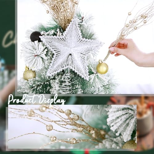 6Pcs Glitter Berry Stems for Christmas Decor