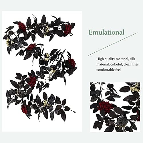 BFYDOAA 180cm Artificial Black Rose Vine Halloween Garland