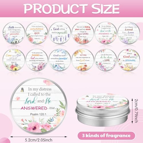 36 Set Bible Verse Scented Candle Tins with Lids