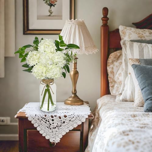 Hollyone Artificial Hydrangea Flowers with Clear Glass Vase