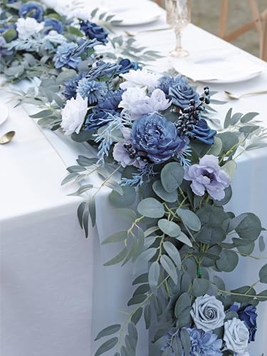 MISSPIN 9FT Eucalyptus Willow Garland with Artificial Flowers