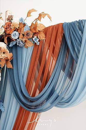 Lings Moment Fall Wedding Arch Flowers with Sheer Drapes Kit