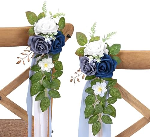 10 Blue Chair Flowers for Wedding Aisle Decor