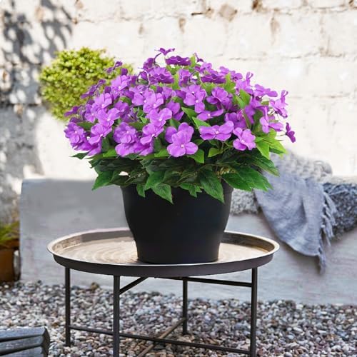 4 Pcs Artificial Impatiens Flowers for Outdoor Decor