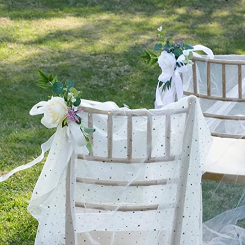 6PCS Wedding Chair Decorations with Flowers and Ribbons