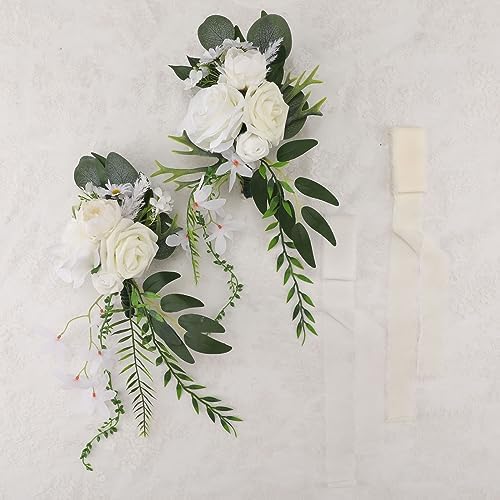 Senseya Wedding Aisle Decorations Set of 8 Chair Back Flowers