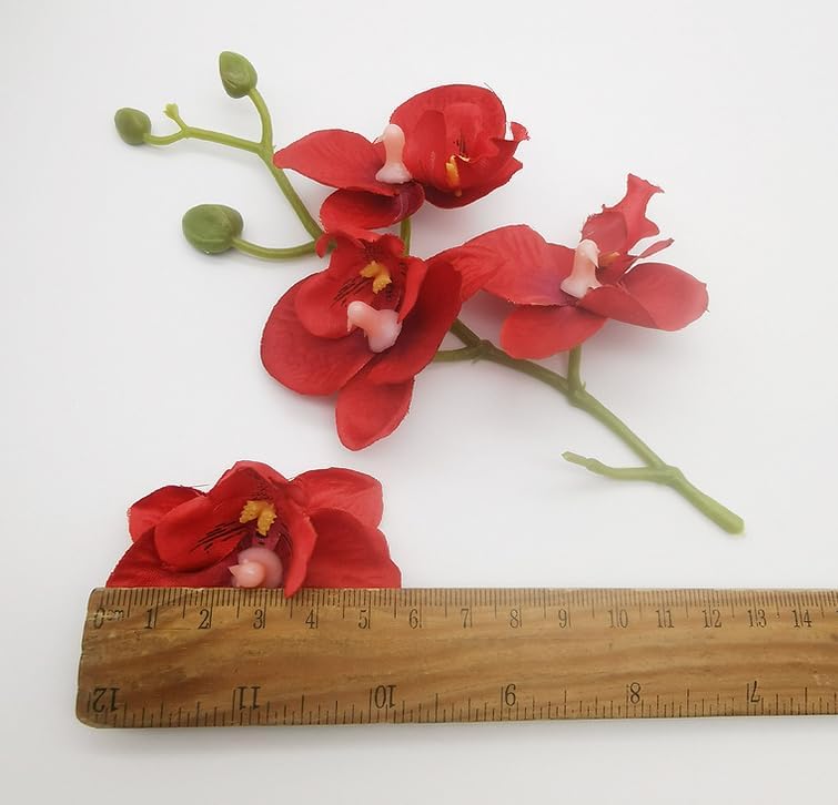 Rikyo 10 Set Artificial Orchid Faux Flowers with Stems