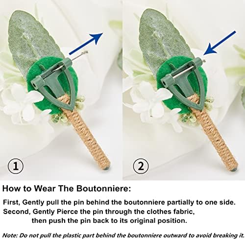 Meldel Ivory Greenery Boutonniere Set of 6