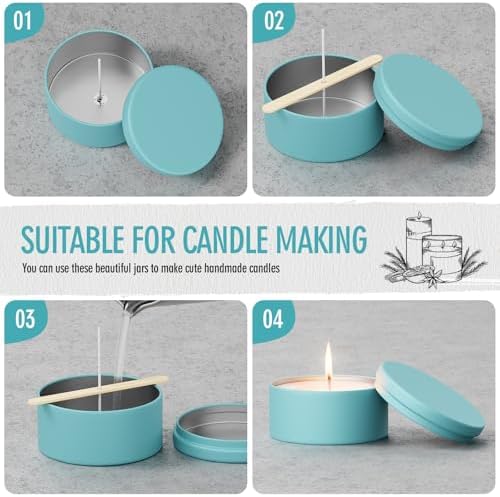 MeiGlow 8oz Candle Tins 12PCS 4 Colors