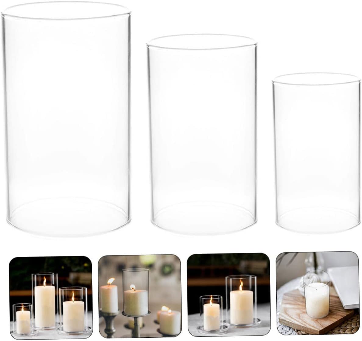 3pcs Glass Candle Covers for Romantic Decor and Centerpieces