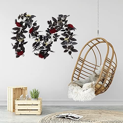 BFYDOAA 180cm Artificial Black Rose Vine Halloween Garland