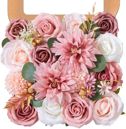 Faylifeway Silk Pink Artificial Flowers DIY Set