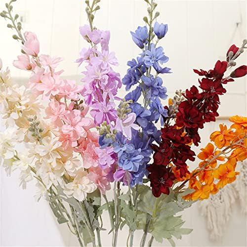 IPOPU Pink Delphinium Artificial Flowers 6pcs Real Look