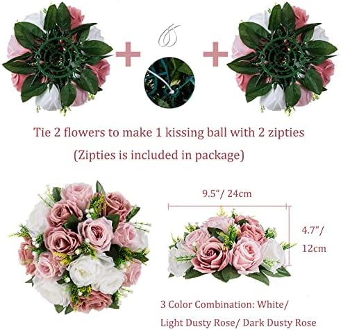 Blosmon Dusty Rose Artificial Flowers Balls 2 Pcs