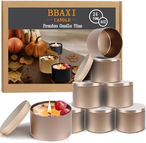 BBAXI 24PCS 4OZ Rose Gold Candle Tins for DIY Candles