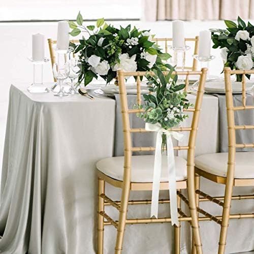 Rinlong 6Pcs Wedding Aisle Decor Artificial Eucalyptus Bows