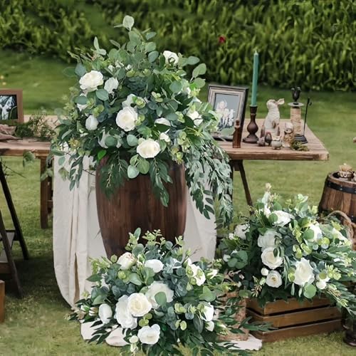 Elegant Wedding Aisle Runner Flowers with Greenery