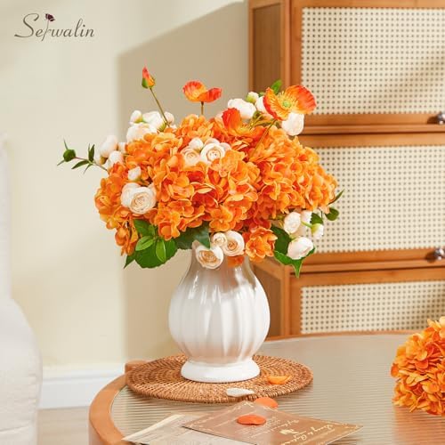Serwalin Real Touch Hydrangea Artificial Flowers 21in Long Stems