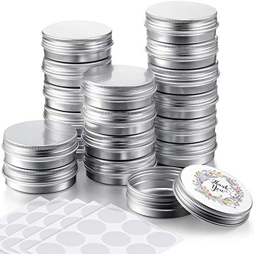 Patelai 2 Oz Metal Round Tins with Screw Lid 36 Pack
