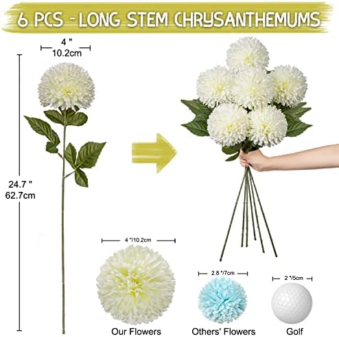 Briful Autumn Artificial Chrysanthemums Bouquet Set of 6