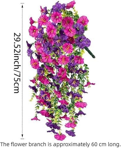 Hugs Garden Artificial Flowers 4pcs UV Resistant Hanging Morning Glory Black