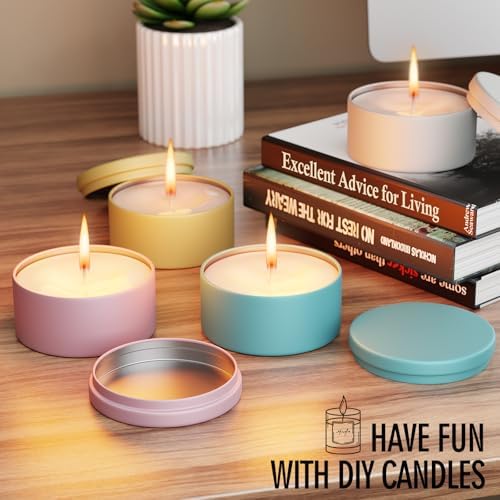 MeiGlow 8oz Candle Tins 12PCS 4 Colors