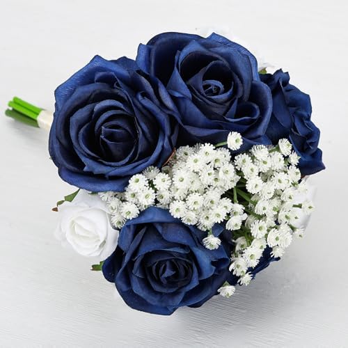 Wedding Bridesmaid Bouquets Set of 6 Royal Blue
